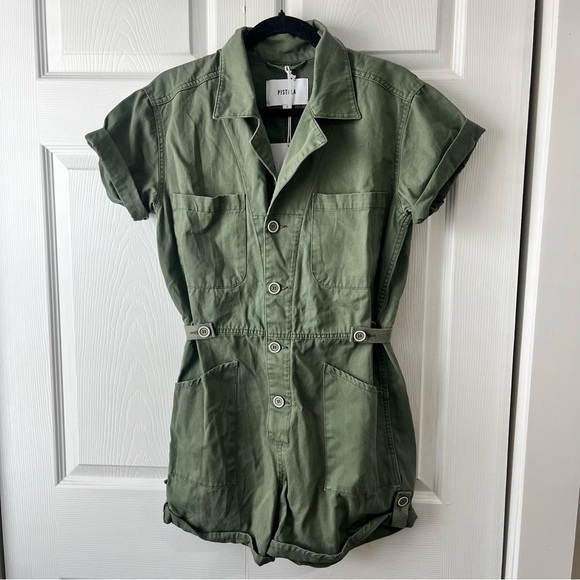 NEW Woman’s Pistola Parker Romper Olive Green Size Small - Picture 2 of 5